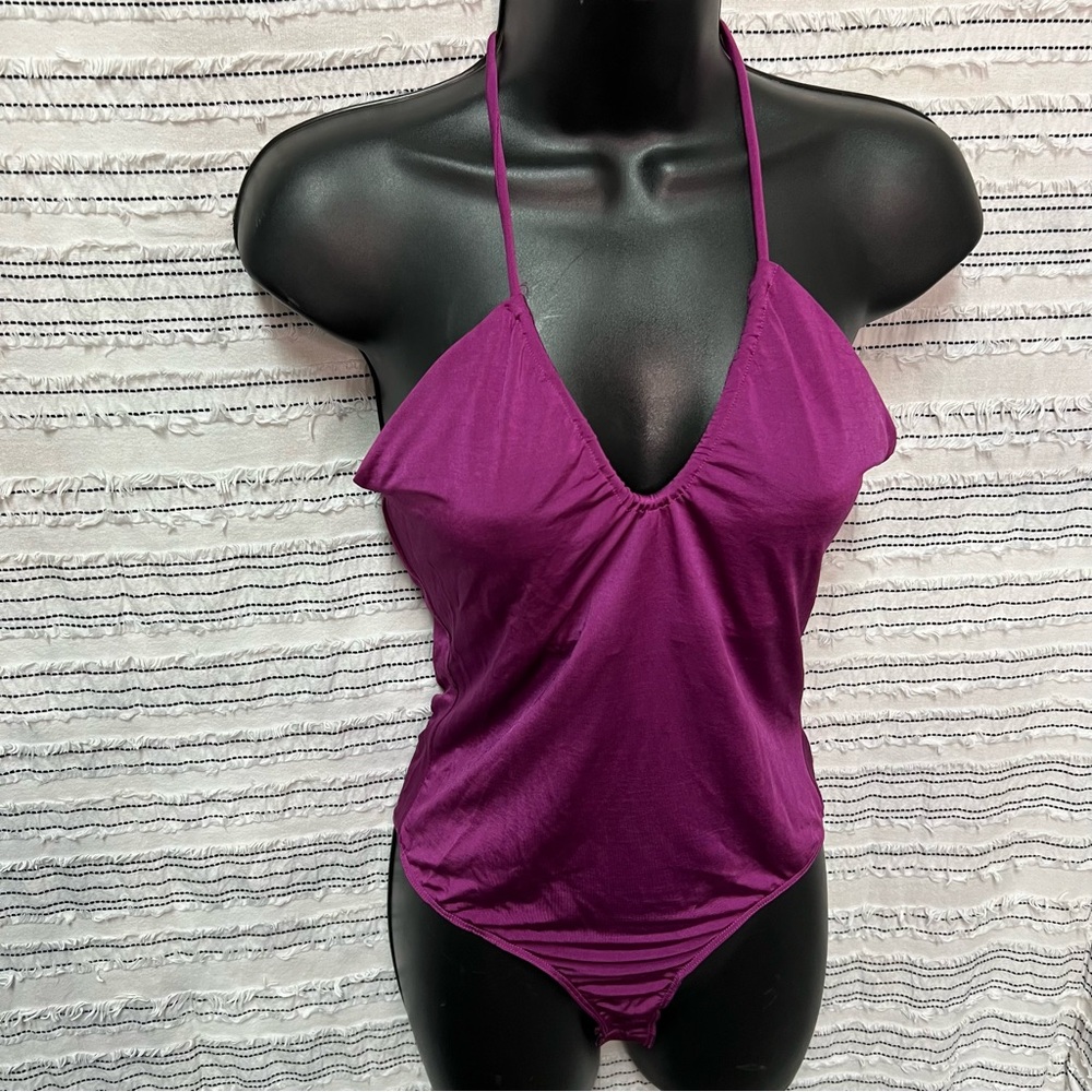 Marciano by Guess Y2K Magenta Halter Bodysuit Clubwear Made USA M going out rave